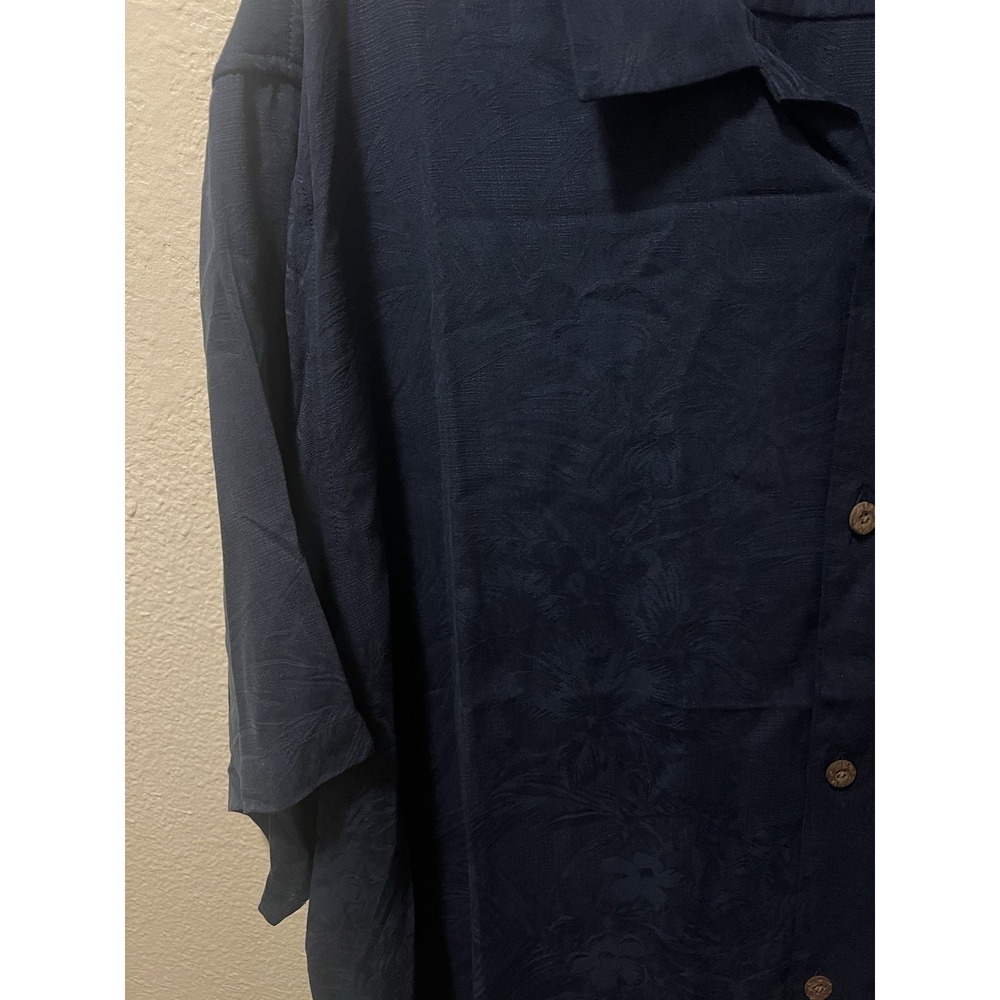 Tommy Bahama 100% Silk All Over Print Tropic Floral Short Sleeve Navy Blue 3XL - Picture 7 of 9